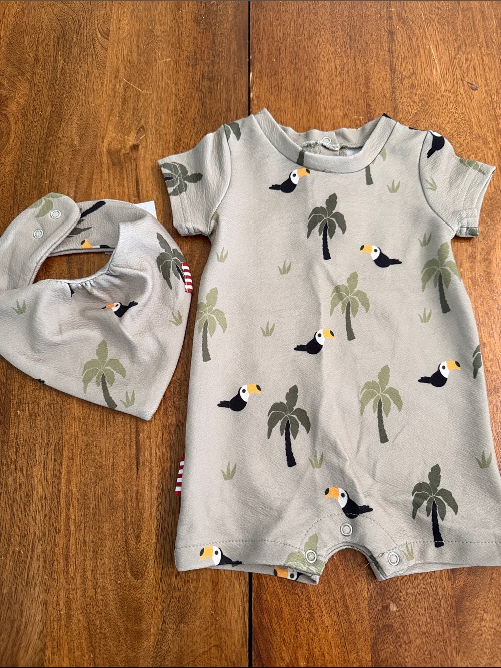 Green Toucan Print Baby One-Piece Romper
